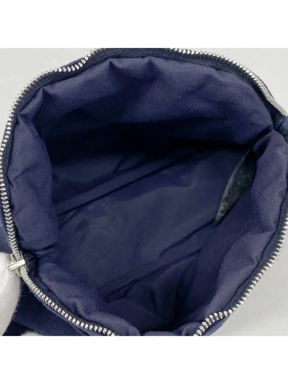 Hermes Pouch Bolide Canvas Navy Silver